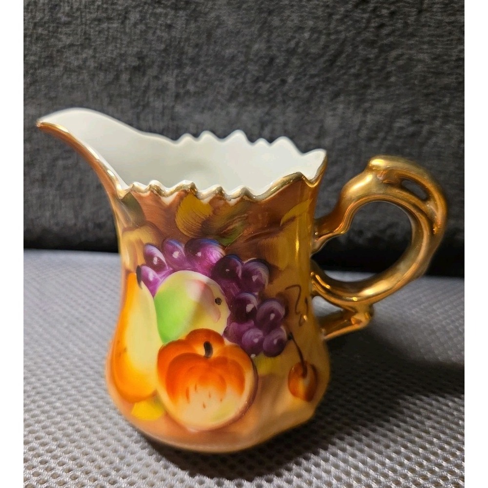 "Heritage Brown" (Fruit) pattern by Lefton China 3 In Creamer